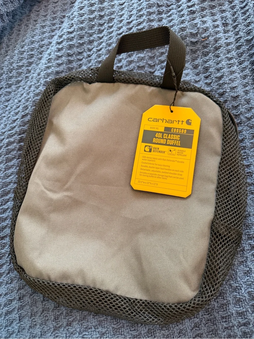 NWT Carhartt Black and Gray Duffel Bag